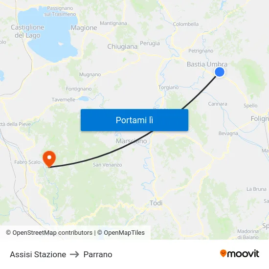 Assisi Stazione to Parrano map