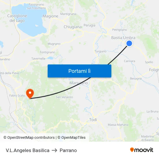 V.L.Angeles Basilica to Parrano map