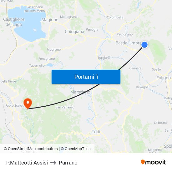 P.Matteotti Assisi to Parrano map