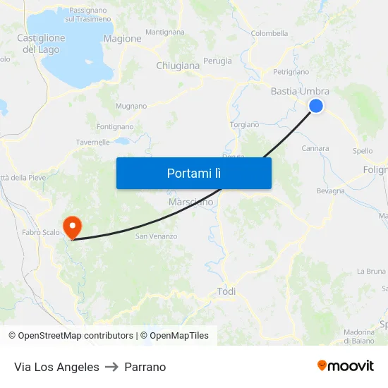 Via Los Angeles to Parrano map