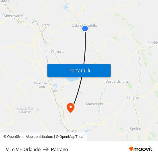 V.Le V.E.Orlando to Parrano map