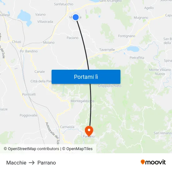 Macchie to Parrano map