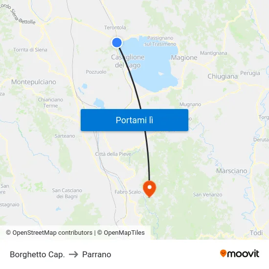 Borghetto Cap. to Parrano map