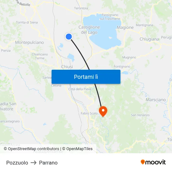 Pozzuolo to Parrano map