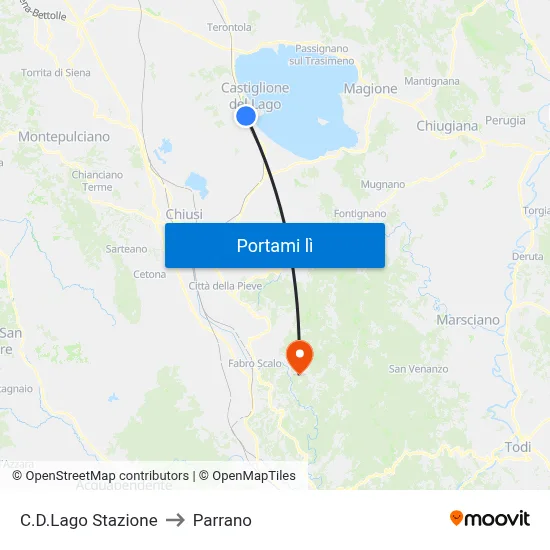 C.D.Lago Stazione to Parrano map