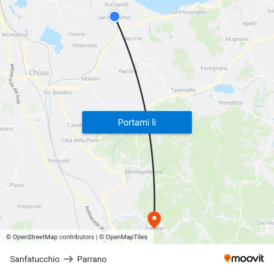 Sanfatucchio to Parrano map
