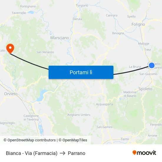 Bianca - Via (Farmacia) to Parrano map
