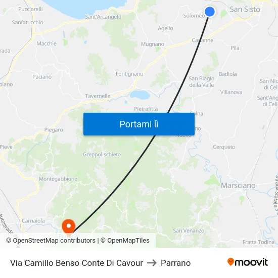 Via Camillo Benso Conte Di Cavour to Parrano map