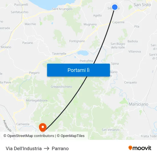Via Dell'Industria to Parrano map