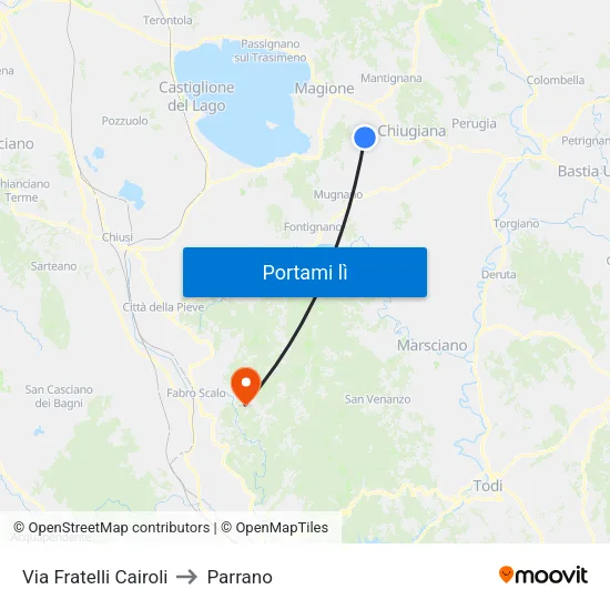 Via Fratelli Cairoli to Parrano map