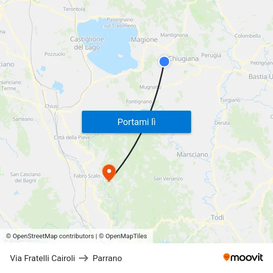 Via Fratelli Cairoli to Parrano map