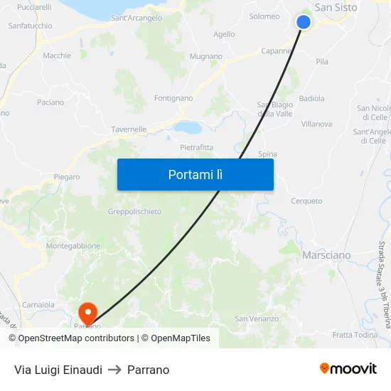 Via Luigi Einaudi to Parrano map