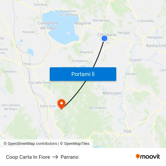 Coop Carta In Fiore to Parrano map