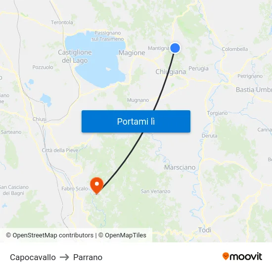 Capocavallo to Parrano map