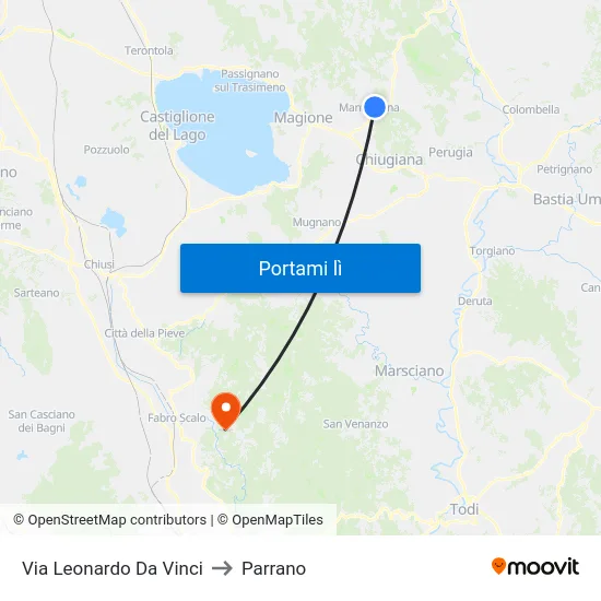 Via Leonardo Da Vinci to Parrano map