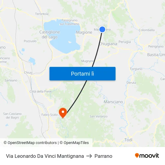 Via Leonardo Da Vinci Mantignana to Parrano map