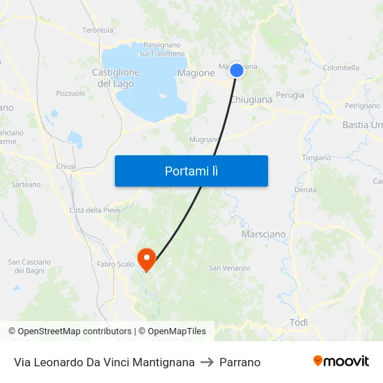 Via Leonardo Da Vinci Mantignana to Parrano map