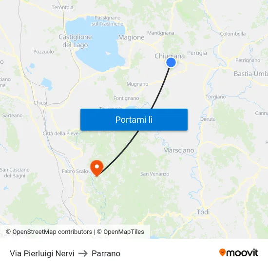 Via Pierluigi Nervi to Parrano map