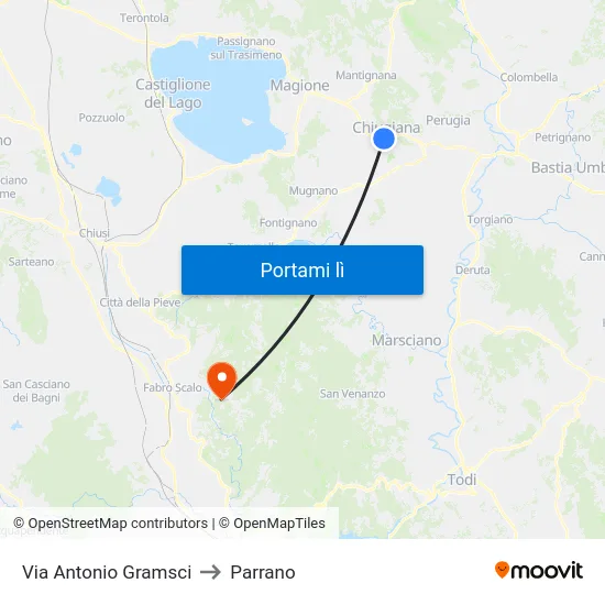 Via Antonio Gramsci to Parrano map