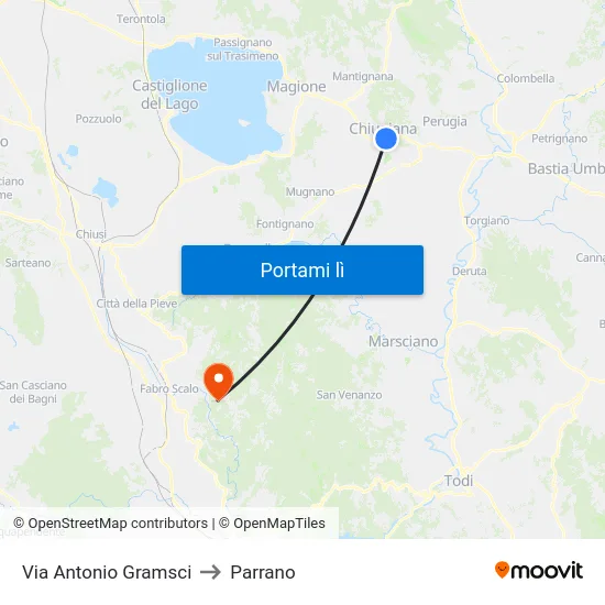 Via Antonio Gramsci to Parrano map