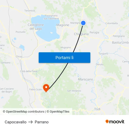 Capocavallo to Parrano map
