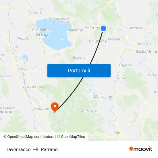 Tavernacce to Parrano map