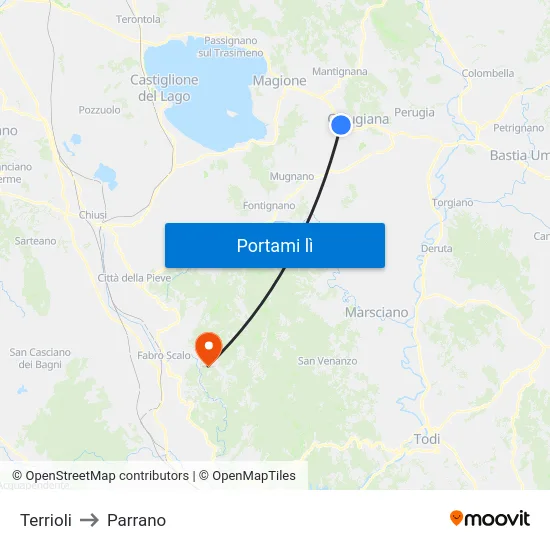 Terrioli to Parrano map