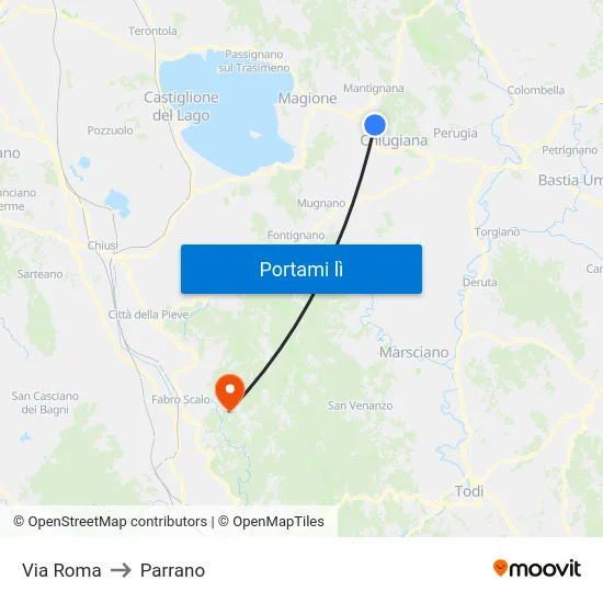 Via Roma to Parrano map