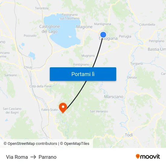 Via Roma to Parrano map