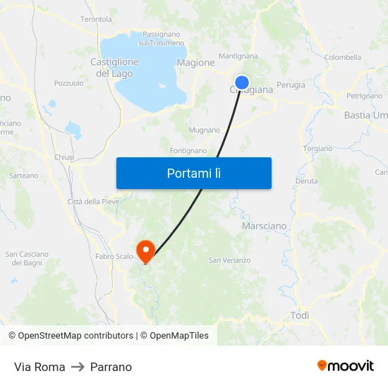 Via Roma to Parrano map