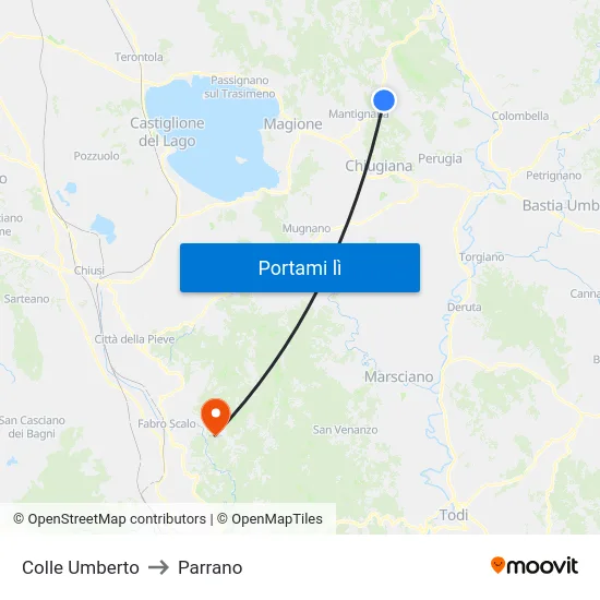 Colle Umberto to Parrano map
