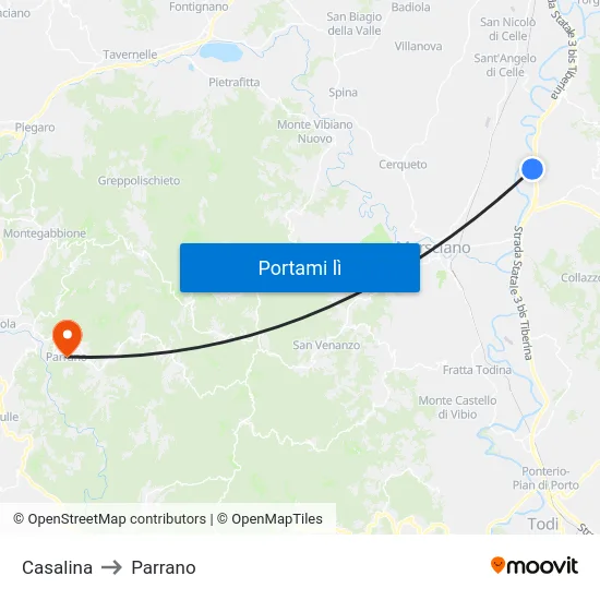 Casalina to Parrano map