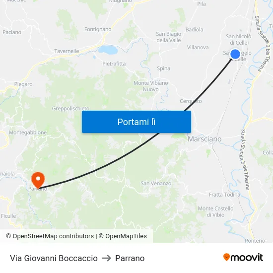 Via Giovanni Boccaccio to Parrano map