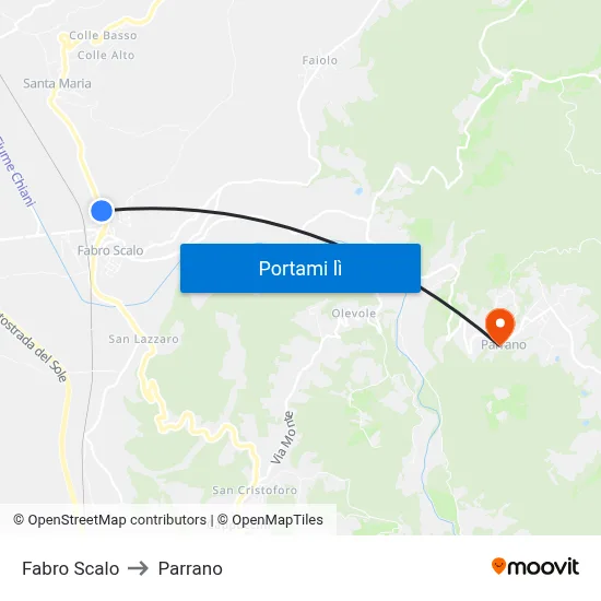 Fabro Scalo to Parrano map