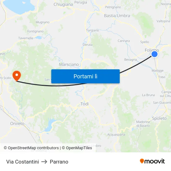 Via Costantini to Parrano map
