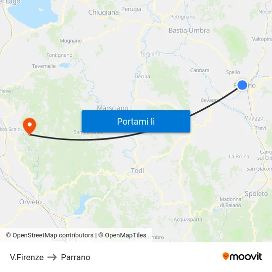V.Firenze to Parrano map