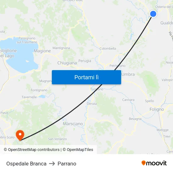 Ospedale Branca to Parrano map