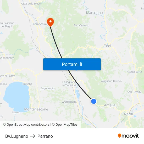 Bv.Lugnano to Parrano map