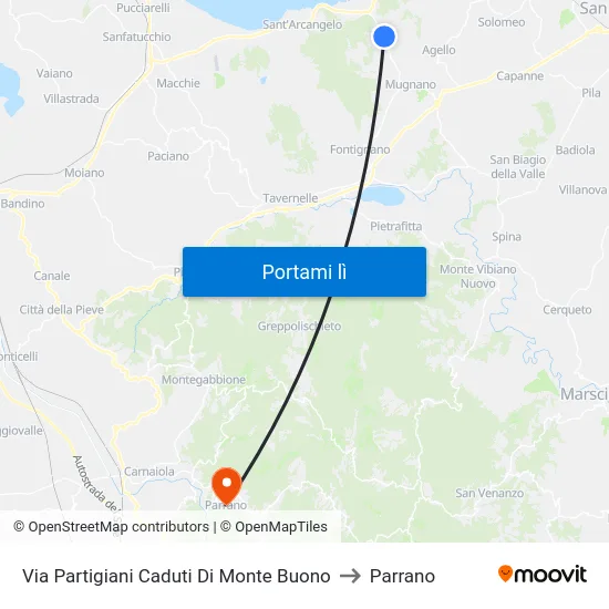 Via Partigiani Caduti Di Monte Buono to Parrano map