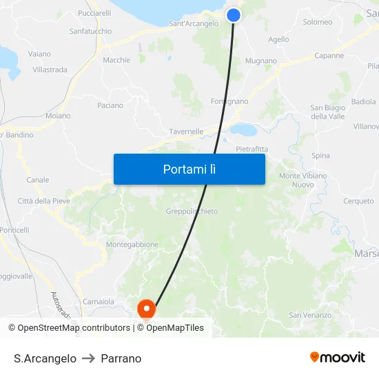 S.Arcangelo to Parrano map