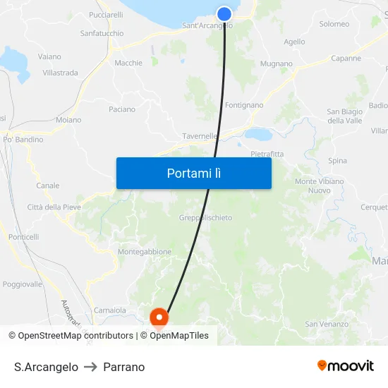 S.Arcangelo to Parrano map