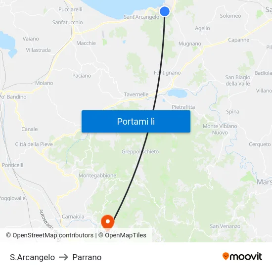 S.Arcangelo to Parrano map