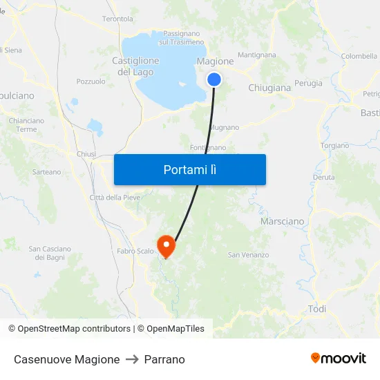 Casenuove Magione to Parrano map