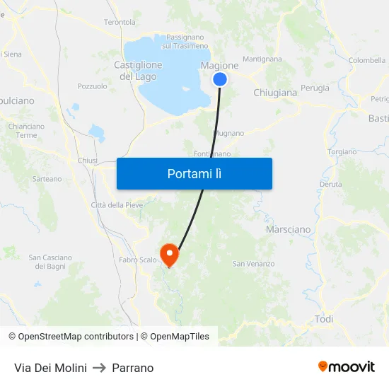 Via Dei Molini to Parrano map