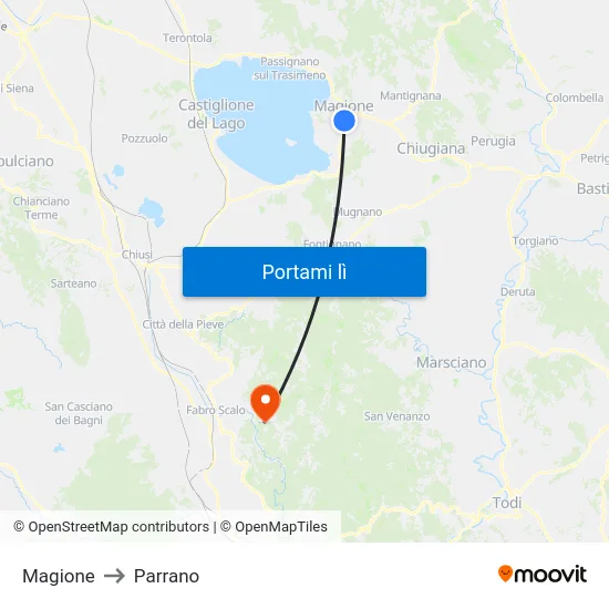 Magione to Parrano map