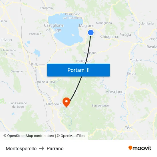 Montesperello to Parrano map