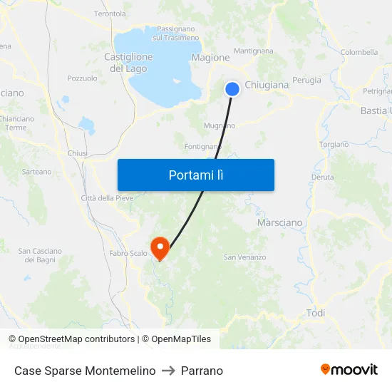 Case Sparse Montemelino to Parrano map