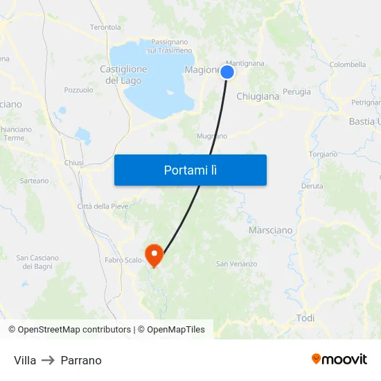 Villa to Parrano map