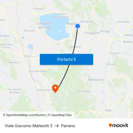 Viale Giacomo Matteotti 5 to Parrano map