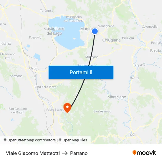 Viale Giacomo Matteotti to Parrano map